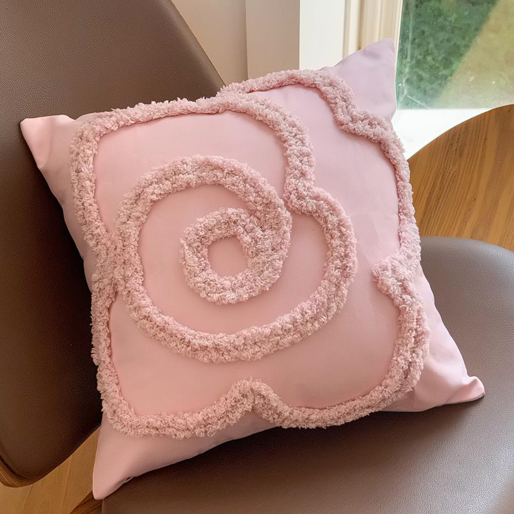 Bohemian Pillowcase Minimalist Pillow Cover Tufted Cushion Case Rose Floral Sofa Decor Ins Style Bedroom Accent Nordic Accessory