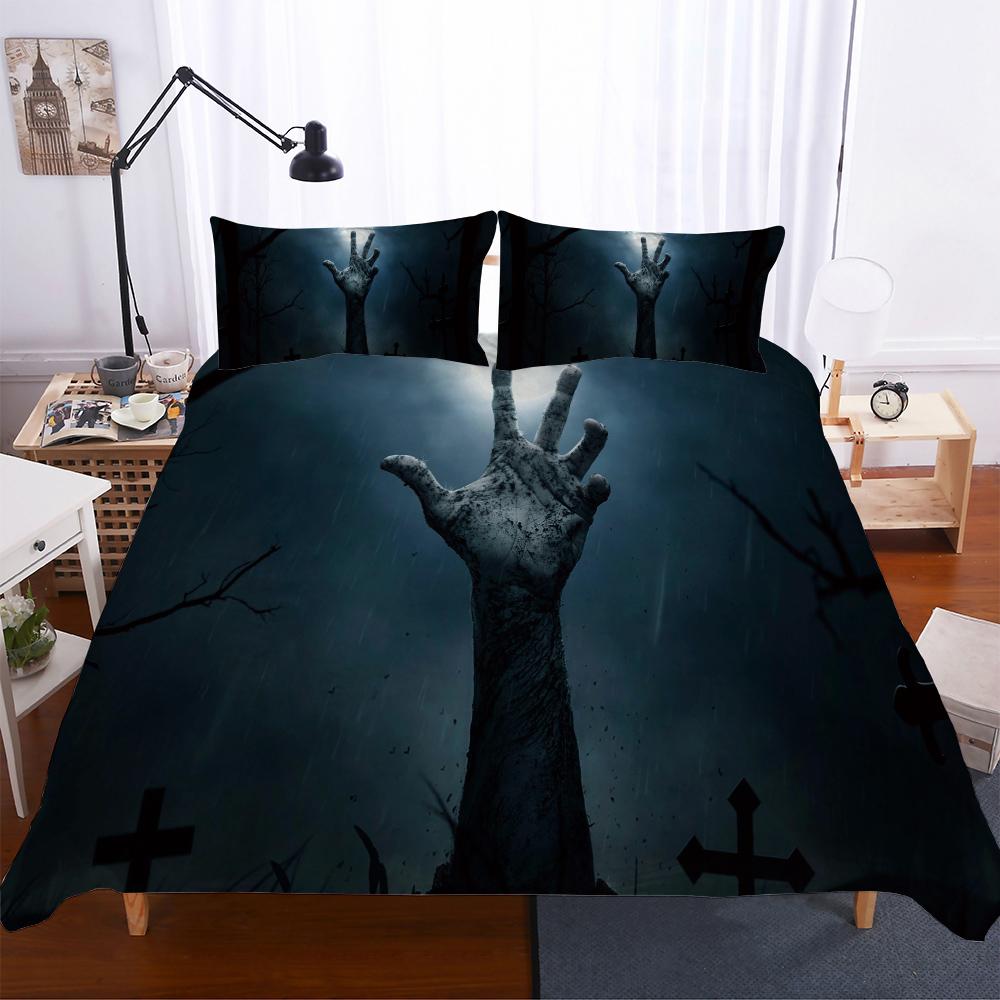 

Happy Halloween Double Bedding Set Terror Duvet Cover Set Halloween Skull Europe Size Style Cartoon Bed Set Cover Bed Winter B6 EU single(135x200cm)