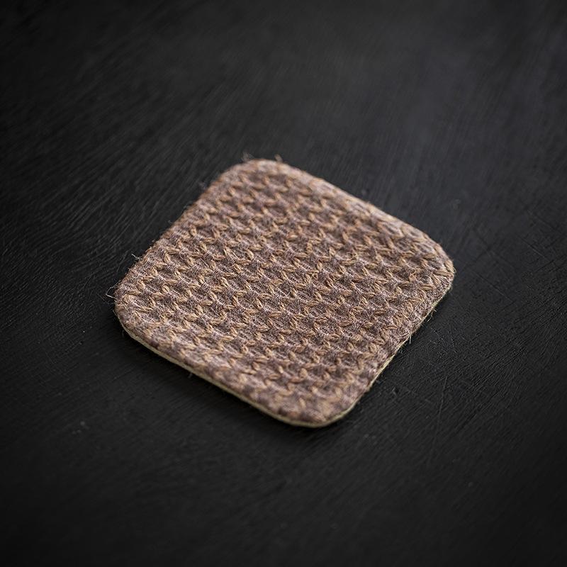 Two-Color Jacquard Tea Mat - Handmade Plant-Dyed Coaster, Retro Style Fabric Tea Coaster