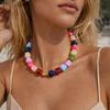 Minimalist Beaded Choker Necklace Women Summer Beach Acrylic Beads Necklaces Boho Statement Colorful Necklace