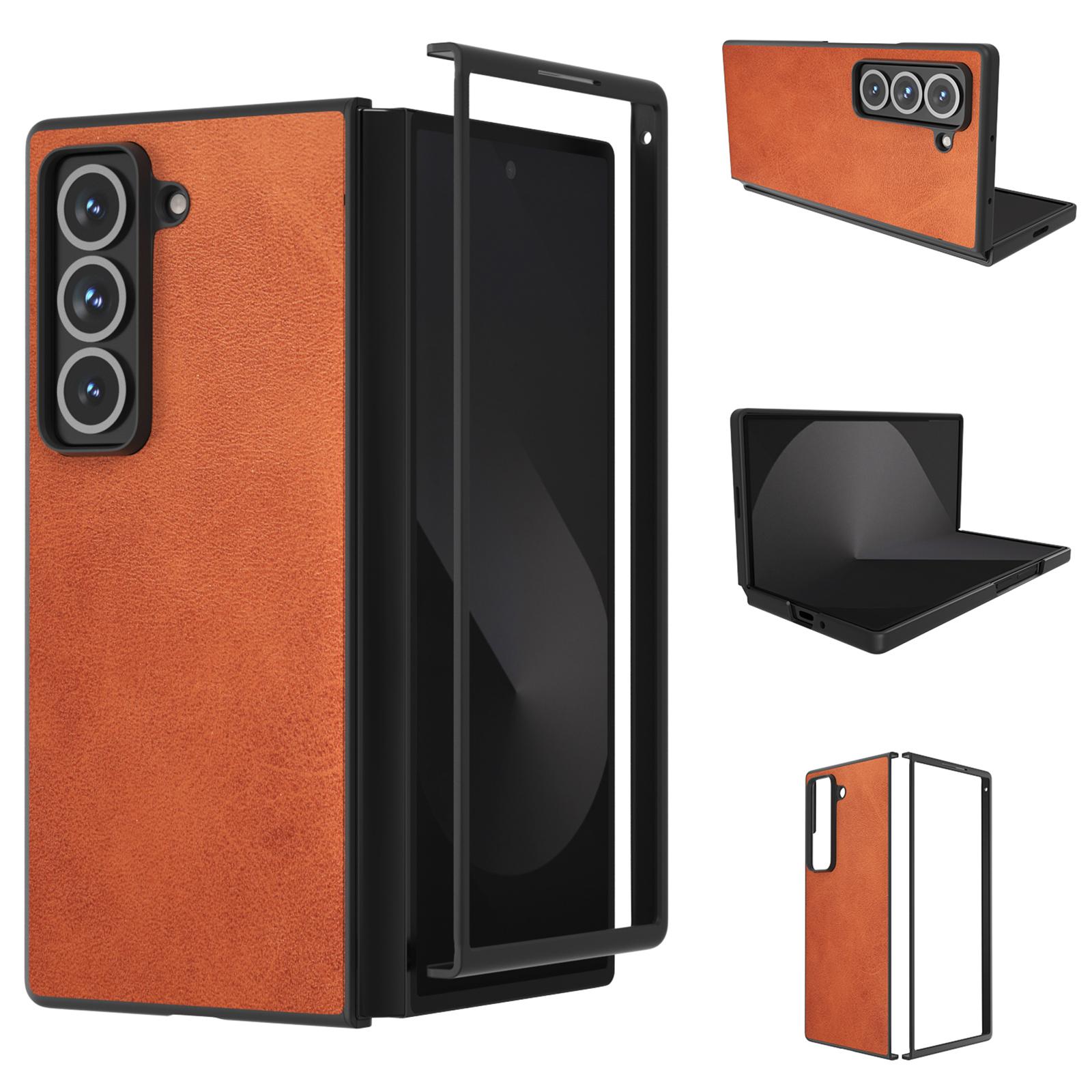 

For Samsung Galaxy Z Fold Special Case Cowhide Texture Hard PC+PU Protective Phone Cover Brown