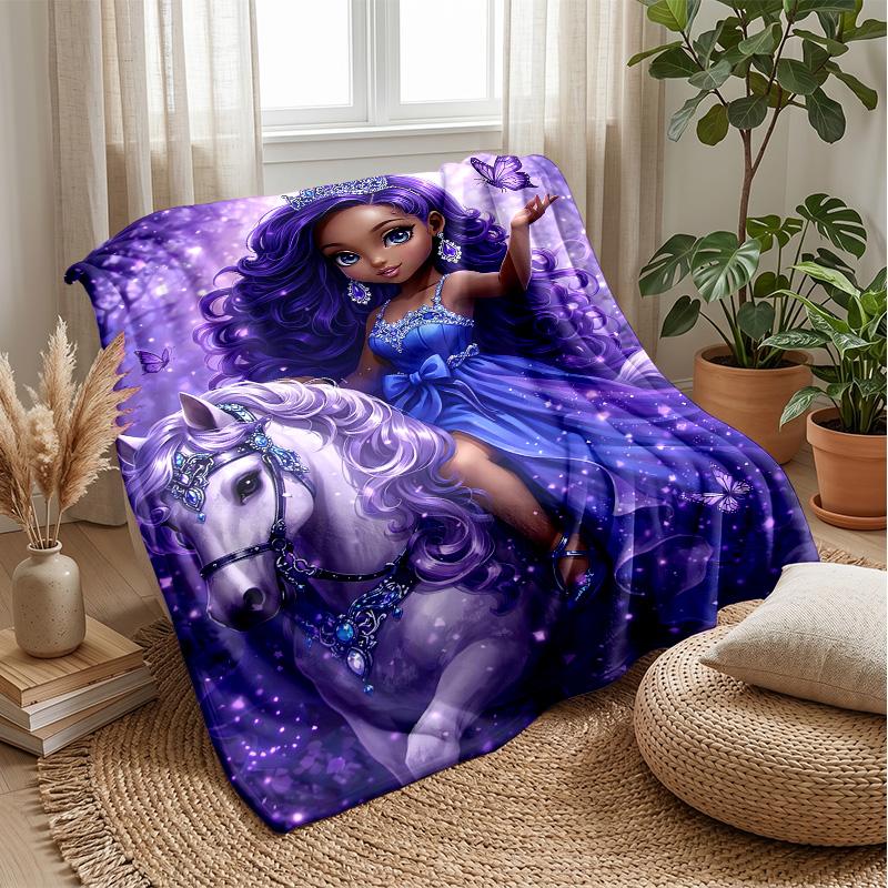 Pink Zebra Princess Print Theme Blanket Lightweight Warm Flannel Blanket Decorative Throw Blanket for Home Decoration