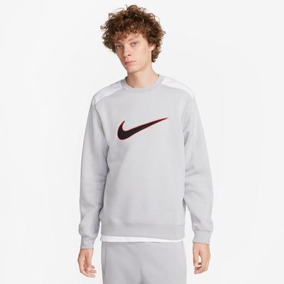 Fleece Sweatshirt Crew Neck Grey Wolf White
