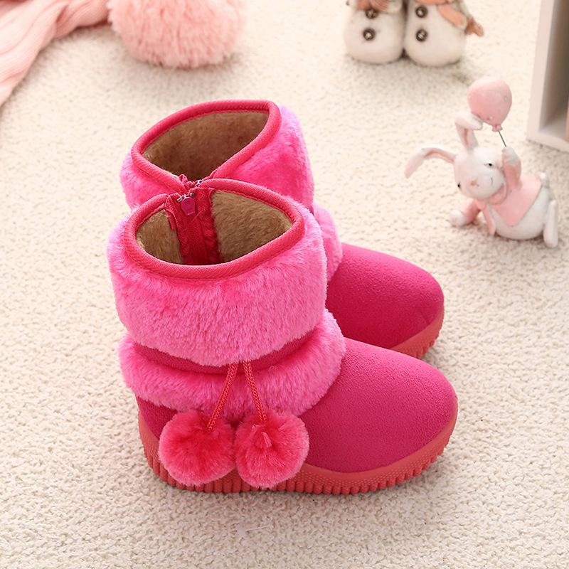 Girls Snow Boots Winter Comfortable Thick Warm Kids Boots Lobbing Ball Thick Children Autumn Cute Boys Boots Princess Shoes