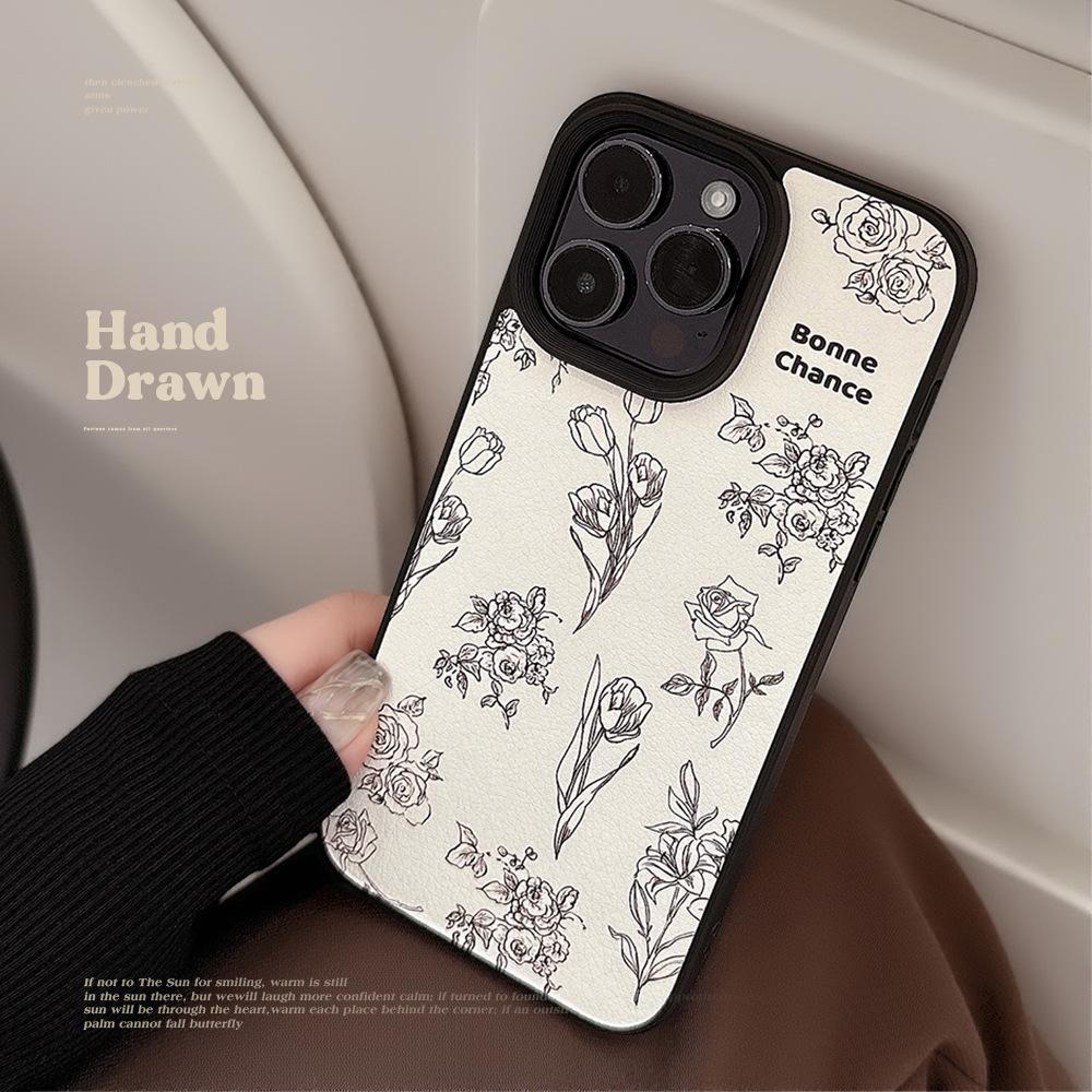 

Чехол из овчины Apple 15 Mobile 14promax Камелия Роза 11 Подходит для iPhone 16 Art Advanced Huawei Mate60pro