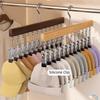 10/12 Clips Wood Hanger 360°Rotation Storage Rack Rotatable Clothes Hanging Hook  Socks Hanging