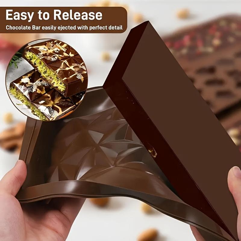 Silicone Chocolate Bar Mold Thick Break-Apart Design Rectangle Molds for Pistachio Dubai Style Candy Bakery Accessories
