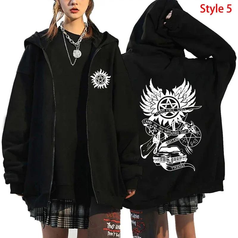 Mode Unisex Herbst Winter Mantel Übernatürlicher Aufdruck Reißverschluss Hoodie Lässige Langarm Oberteile Damen Herren Harajuku Reißverschluss Sweatshirt