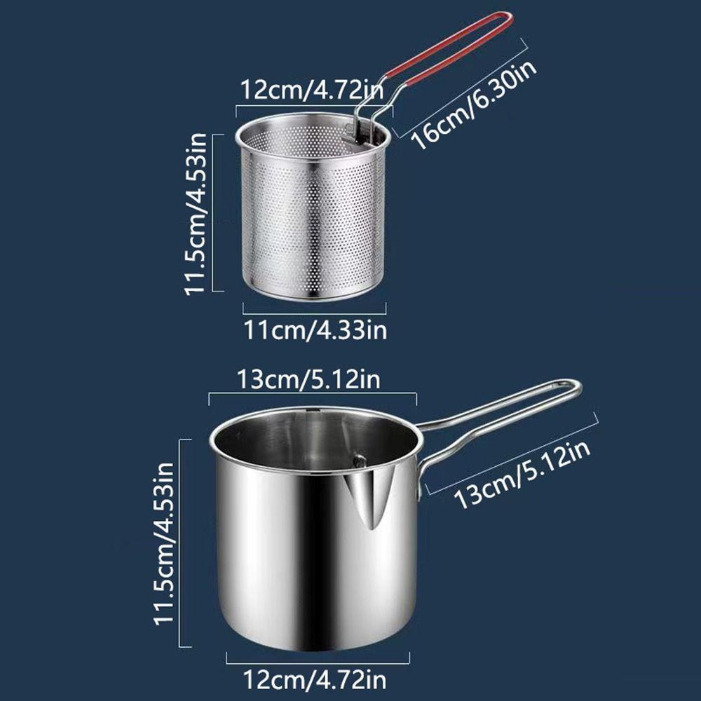 Stainless Steel Deep Frying Pot Detachable Handle Milk Warmer Pot Tempura Fryer Pan  French Fries