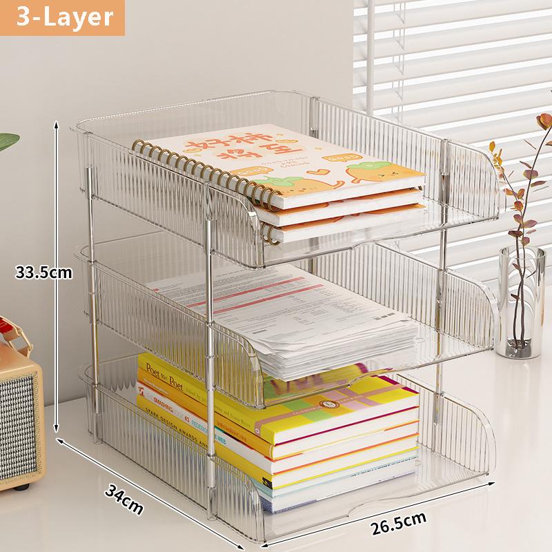 Desk Organizer 2/3/4 Tier Stackable Paper Letter Tray File Organizer Office Desk Organizer Transparent Desktop File Tray