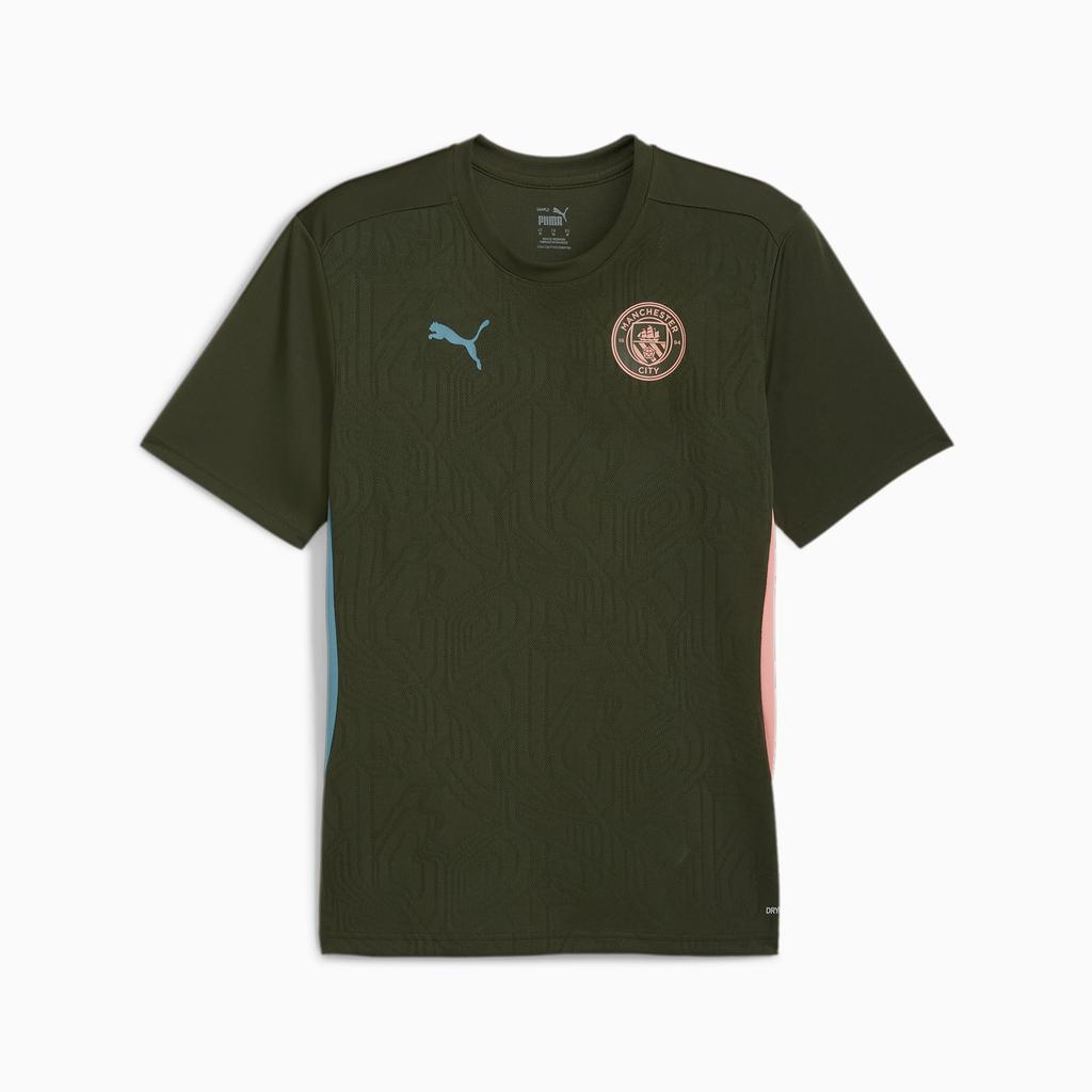 Puma Manchester City FW24 Fashion Logo Training Short Sleeve Retro Football Shirt Men tops Green 777521-13