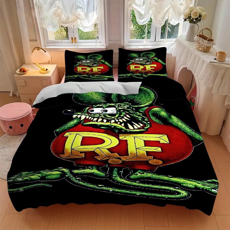 Rat Fink'S Fiery Ride Print 3Pcs Bedding Setduvet Cover With 2 Bedropillowcase Home Birthday Gift