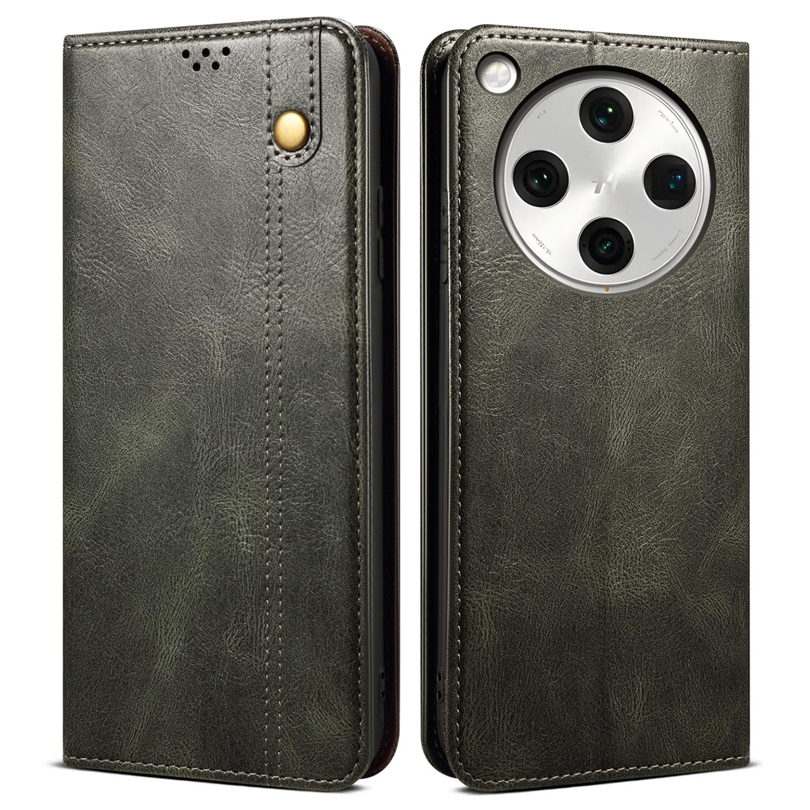 

For Oppo Find X8 Pro 5G Case Crazy Horse Texture Waxy Leather Wallet Stand Phone Cover Green