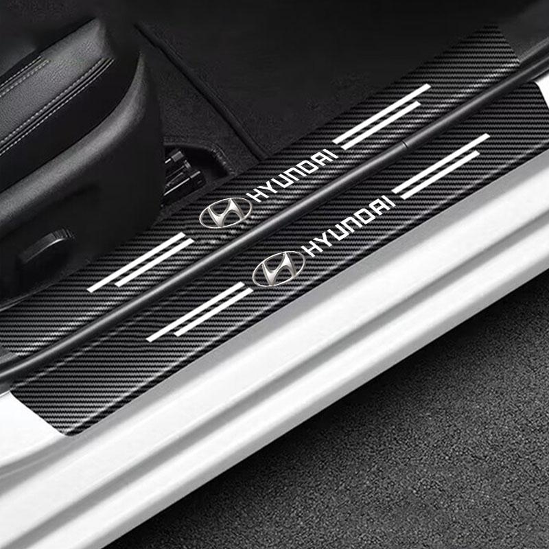 Car Door Sill Sticker Carbon Fiber Decals Threshold Side Anti Scratch Waterproof For Hyundai NLINE Veloster Tucson IX20 I30 I20 Vq1