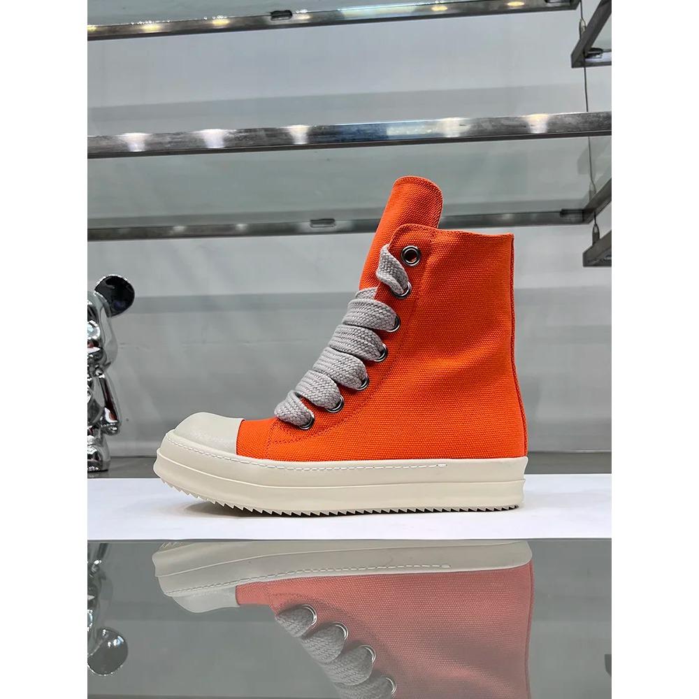 

Dekherw Canvas Casual Shoes Black Jumbo Lace Up Men High Top Luxury Trainers Zipper Ro Flats White Sneakers Woman Plus Size 42 помаранчевий