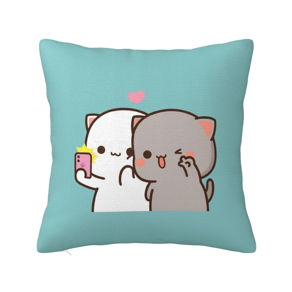 Peach and Goma Pillow Case Mocha Mochi Peach Cat Cushion Cover Pillow Cover Decorative Pillows for Sofa Car Pillowcase Xcm