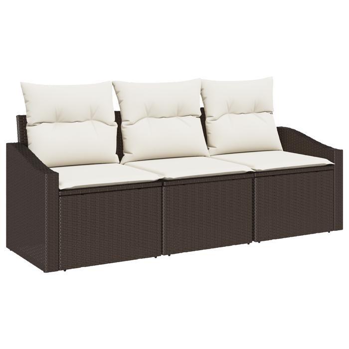 VidaXL Ensemble de salle à manger de jardin 3 pièces avec coussins en poly rattan marron 3355247