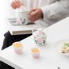 Mutton Fat Jade Ceramic Travel Tea Set - Large Covered Filter Cup Gift Box