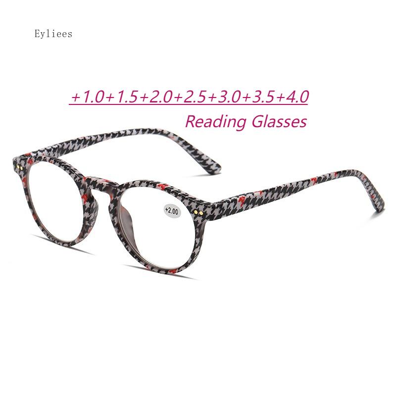 Reading Glasses for Women Patterned Round Anti Blue Light Presbyopic Eyeglasses Men Vintage Farsighted Eye Glasses +1.0 To +4.0