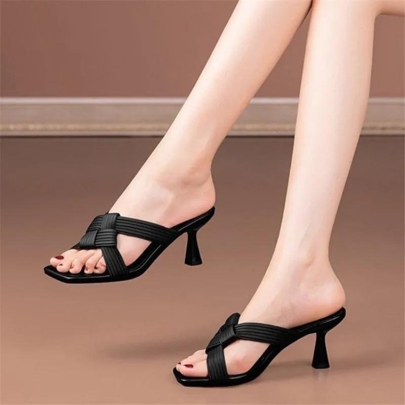 Fashion 2025 Hot Sale Ladies Shoes Open Toe Women's Slippers Fashion Outdoor Dress Summer New Best Seller Elegant Non-Slip High Heels
