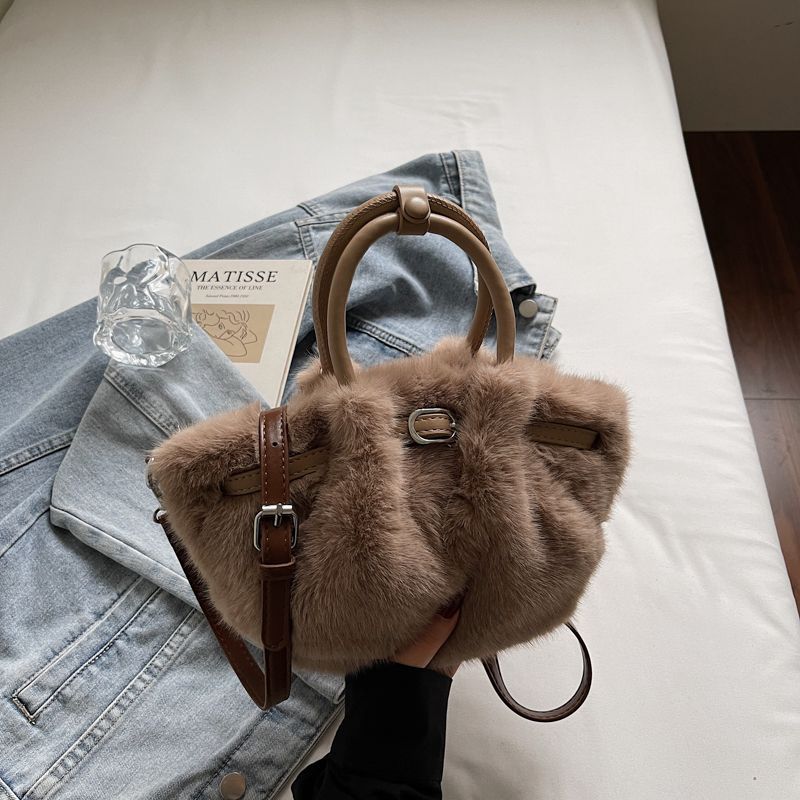 Neue Damen Plüsch Eimer Tasche - Herbst/Winter Strukturierte Schulter & Crossbody Tasche