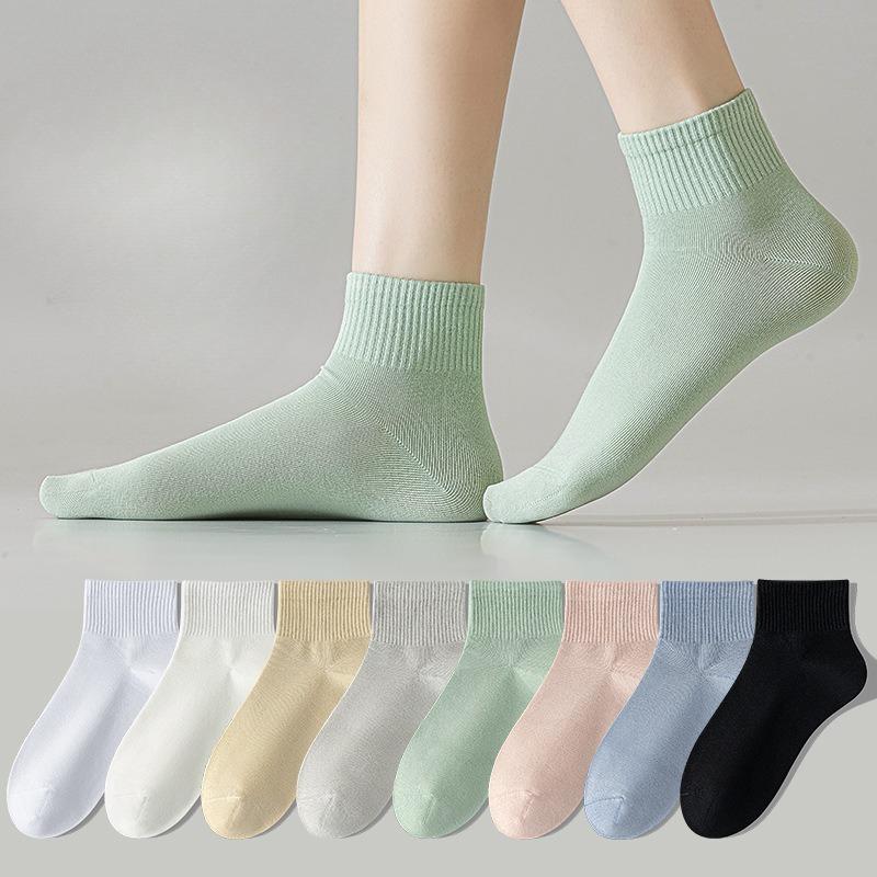 Female Spring and Autumn Pure Cotton Deodorant Sweat Absorbing Breathable Boneless Non Slip Anti Pilling Tube Socks
