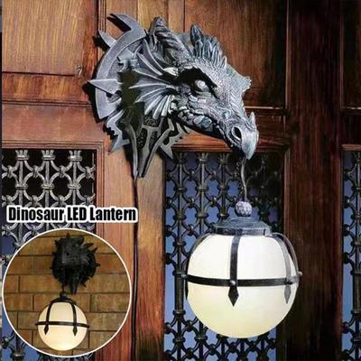 Dinozor Asılı Lamba Fener Endüstriyel Stil Reçine Ejderha Başlı El Sanatları Cadılar Bayramı Dekorasyonu Kolye Lambası