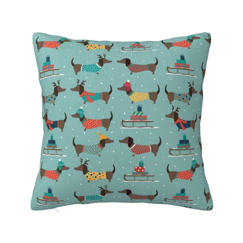 Dachshund Throw Pillow Case Living Room Decoration Wiener Sausage Dog Cushions Cover For Sofa Seat Square Polyester Pillowcase