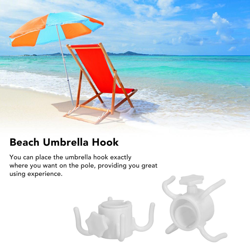 2 szt. Plastikowy Hak do Wieszania Parasola Plażowego Wieszak na Parasol 4 Ząbki Uchwyt na Ręcznik Kapelusz Okulary Przeciwsłoneczne