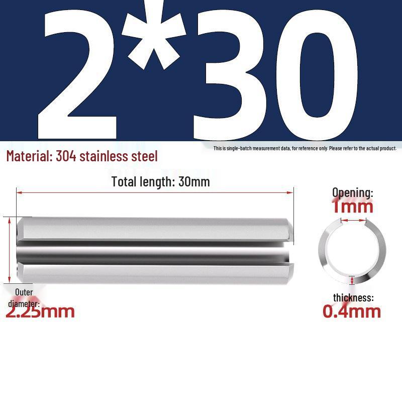 304 Stainless Steel Slotted Spring Pin, Cylindrical Shaft Pin, Locating and Hollow Pin (M5-M12)