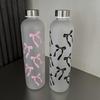 1L Butterfly Style Water Bottle, Gradient Matte Plastic Sports Flask, Anti-Slip Leak-Proof Gym Thermos with Silver Color Lid