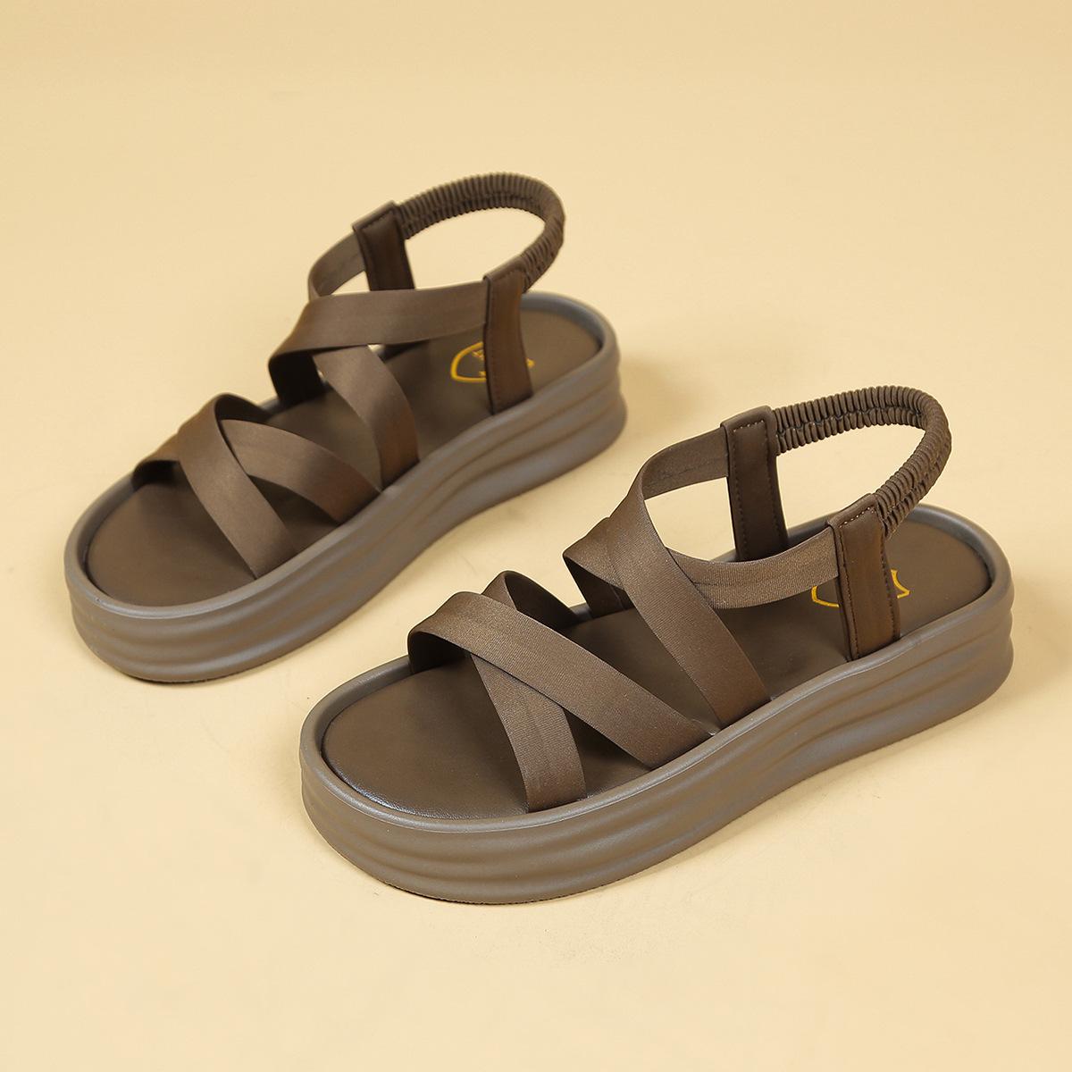 

Sandals women s 2025 summer new versatile student sports platform casual black outer wear beach shoes ins tide 40 темно-коричневого кольору