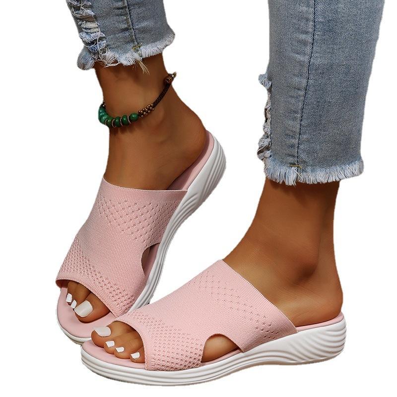 

Женские повседневные модные туфли с открытым носком на танкетке больших размеров, сандалии 35 розовый