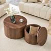 Set aus 2 runden Couchtischen mit Stauraum, stapelbare Tische Holzoptik MDF, ca.. 62,8cm/44cm Durchmesser, Beistelltisch mit abnehmbarem Deckel & Hohlraum