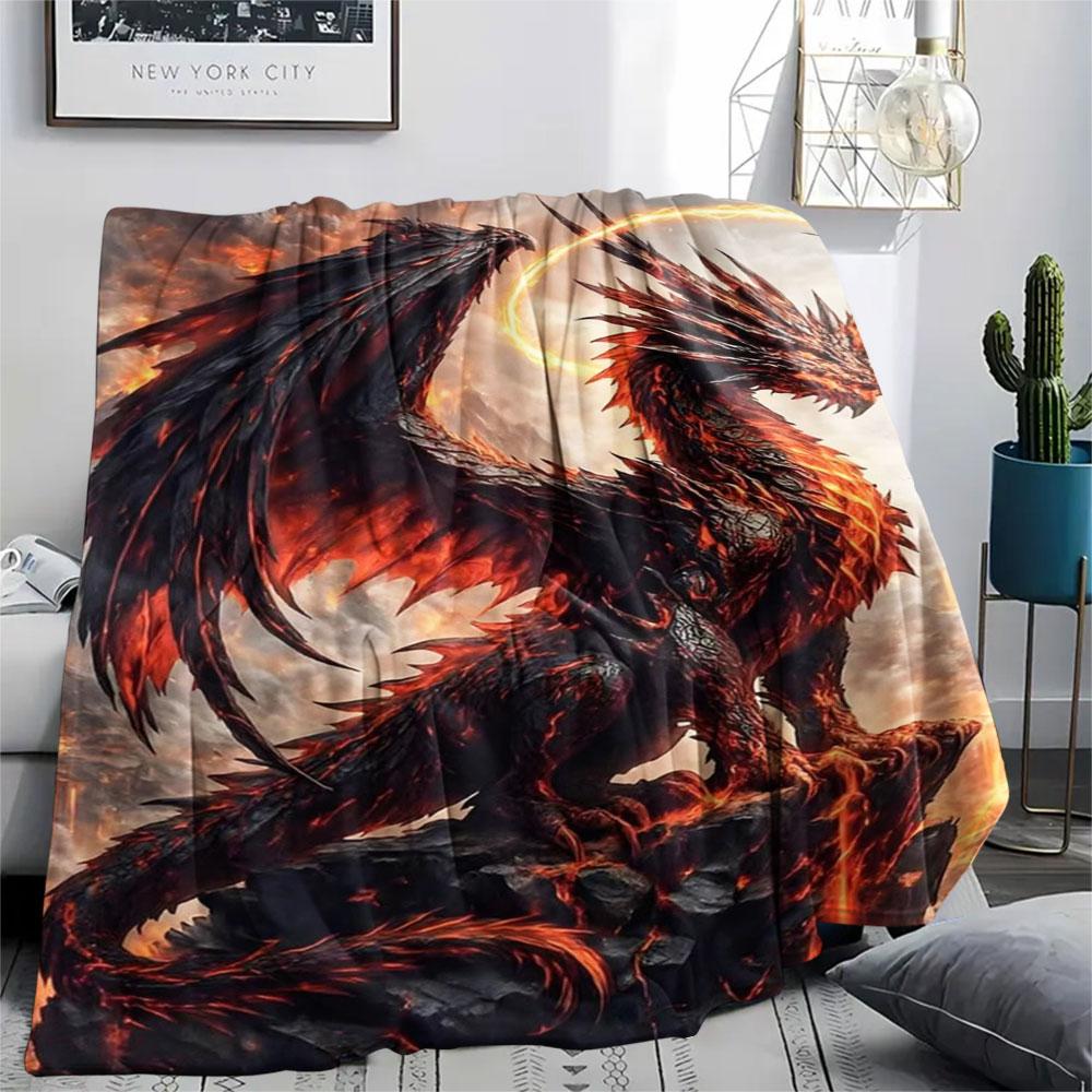 Black Dragon Pagoda Full Moon Blanket Home Decor Soft And Comfortable Machine Washable Sheet Nap Blanket