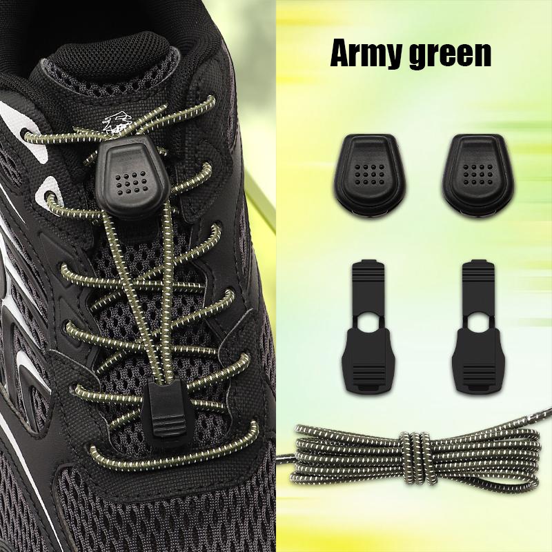 1Pair Press Lock Buckle Lazy Shoe Laces Elastic Round Shoelaces with For Kids Adults Suitable for A Variety of Shoes