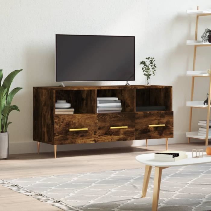 VidaXL Meuble TV chêne fumé 102x36x50 cm bois d'ingénierie 829025