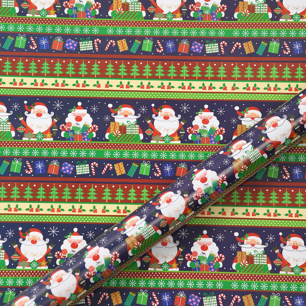 50x70cm 1 Roll Christmas Gift Wrapping Paper with Snowflake, Santa Claus, Reindeer Printed for Christmas, New Year Celebration