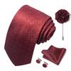 Brown Paisley Men's Tie, Pocket Square, Cufflinks & Boutonniere Set for Business Formal Wear.