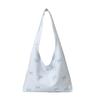 Canvas Tote Bag With Butterfly Knot Print For Daily School And Commuting Use