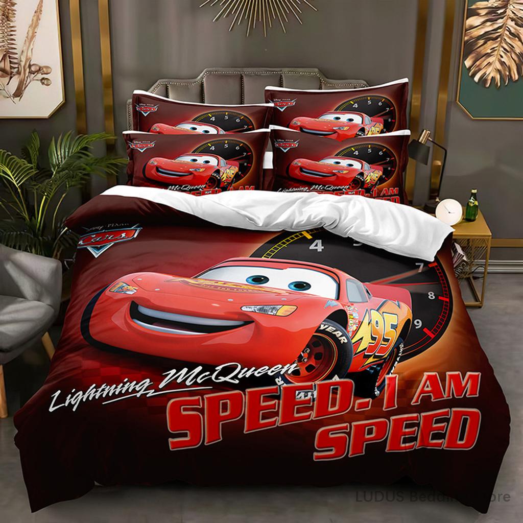 Disney Cars Lightning Mcqueen Bedding Set Cool Racing Duvet Cover With Pillowcases Cute Cartoon Quilt Cover Home Decor For Kids