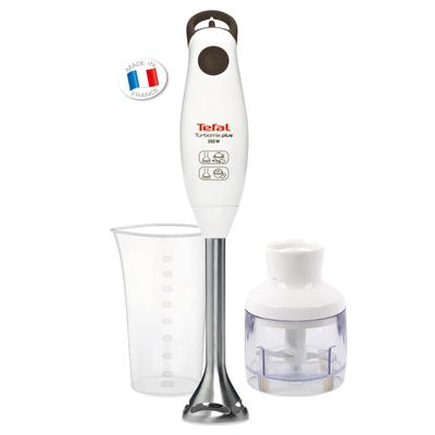 Tefal HB1021 Turbomix Plus Hand Blender (800ml) Beaker & Mini Chopper 2 Stainless Steel Bladed 350W White