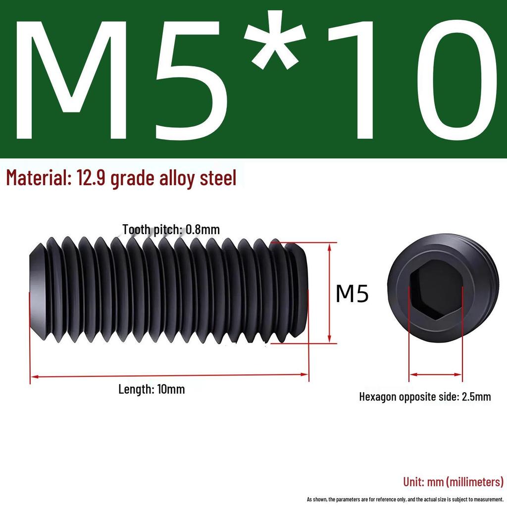 Grade 12.9 Hex Socket Headless Set Screw (M3-M16)