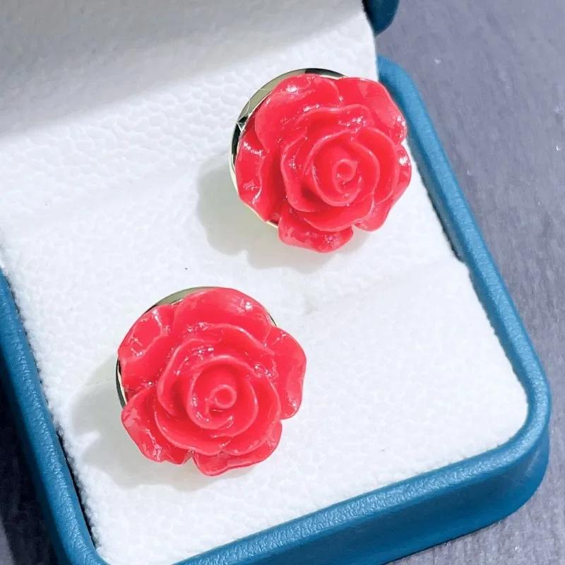 New Style Rose Earrings for Women Fresh and Personalized Design Colorful Candy Dopamine Earrings