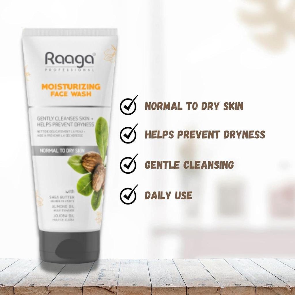 Raaga Professional Moisturizing Facewash 80ml Pack of 1 for Normal To Dry Skin with Shea Butter and Oils