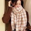 New Houndstooth Scarf for Men and Women In Winter Sweet and Cute Korean Version Versatile Student Shawl Warm Scarf