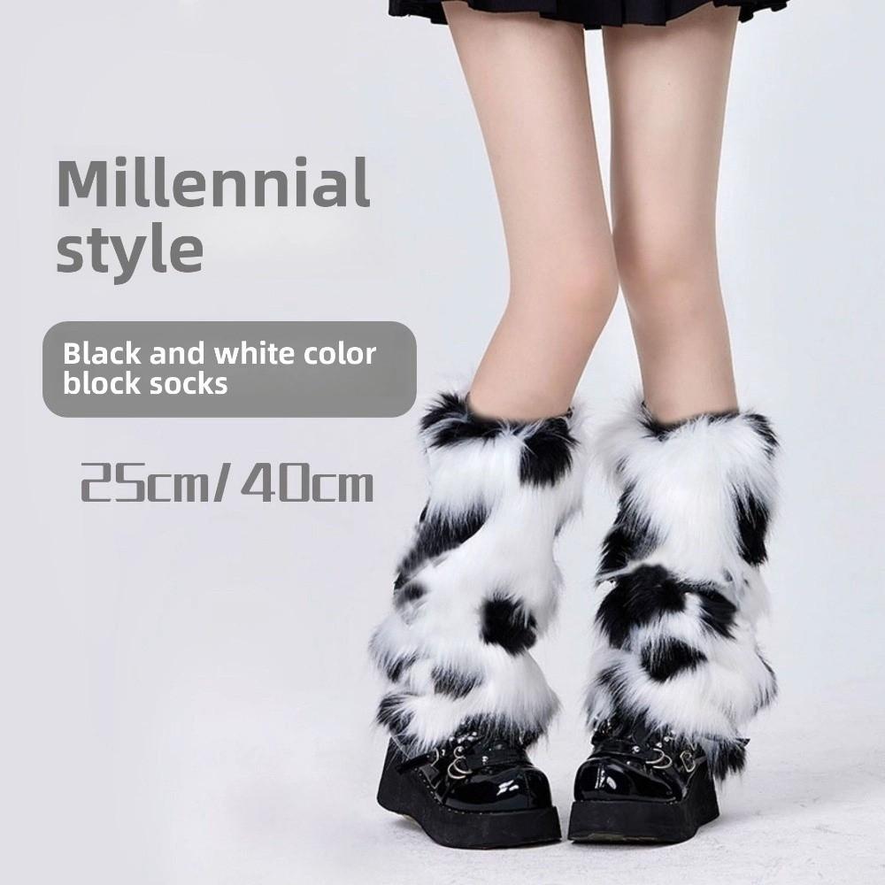 Japanese Style Lolita Boots Cover Thickened Knee High Girls Socks Furry Leg Warmers Autumn/Winter