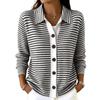 Women's Casual Button Front Knitted Striped Cardigan Sweater for Everyday Wear