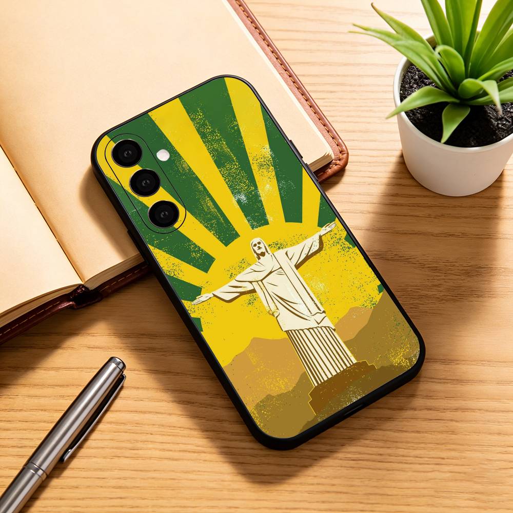 B-Brazil Brazilian Flag Phone Case For Samsung Galaxy A73,A72,A71,A70,A53,A52,A51,Soft Silicone Black Cover