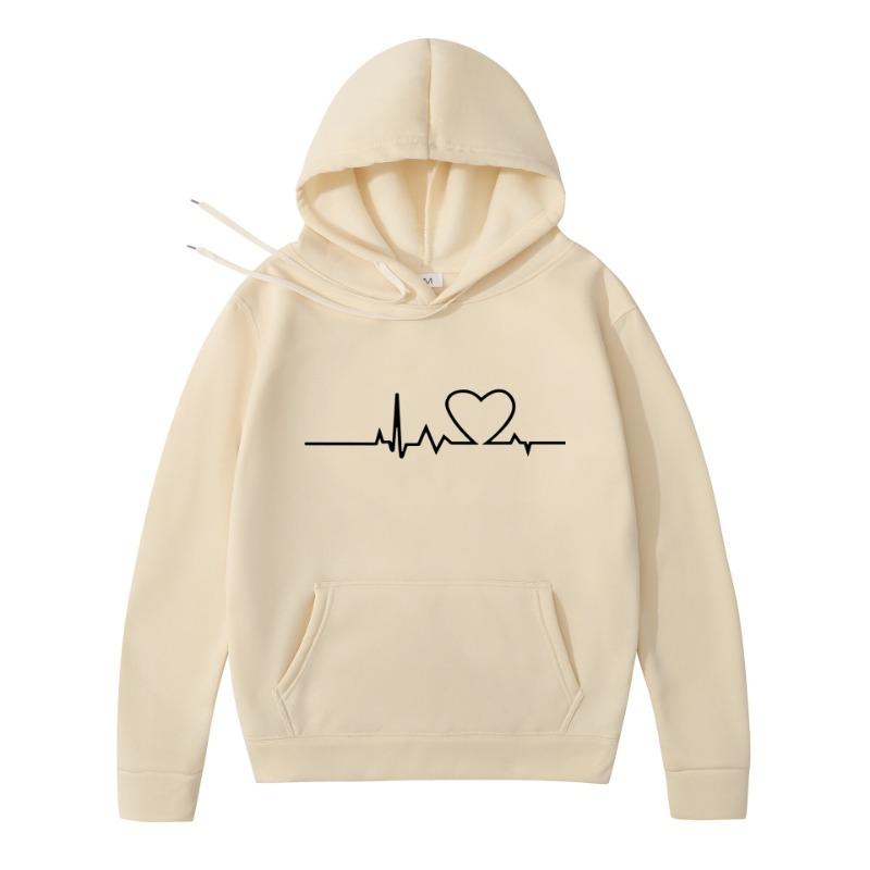 Men Women Casual Hoodies Heartbeat Print Hoodies Couple Sweatshirts Fashion HipHop Sweatshirt Harajuku Pullover S